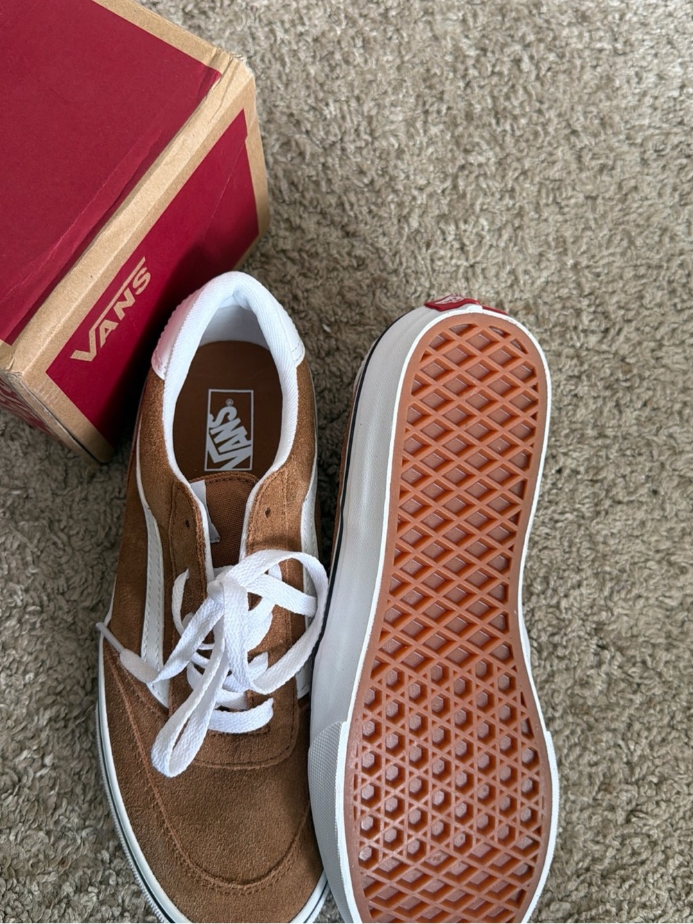Vans Brown Suede Old Skool Sneakers with White Stripe - Picture 3 of 6